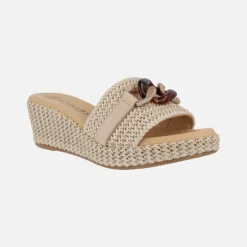 Sandalias de rafia con adorno de cadena