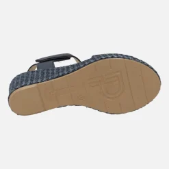 Sandalias de rafia con adorno de flor y cierre de velcro