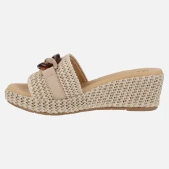 Sandalias de rafia con adorno de cadena