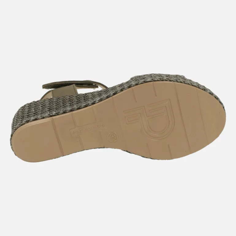 Sandalias de rafia con adorno de flor y cierre de velcro