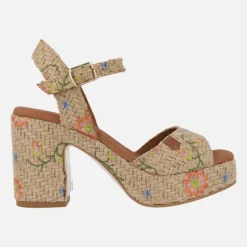 Sandalias de rafia con tacón y plataforma Marsella Flores