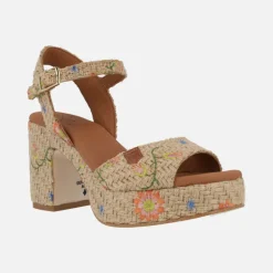 Sandalias de rafia con tacón y plataforma Marsella Flores