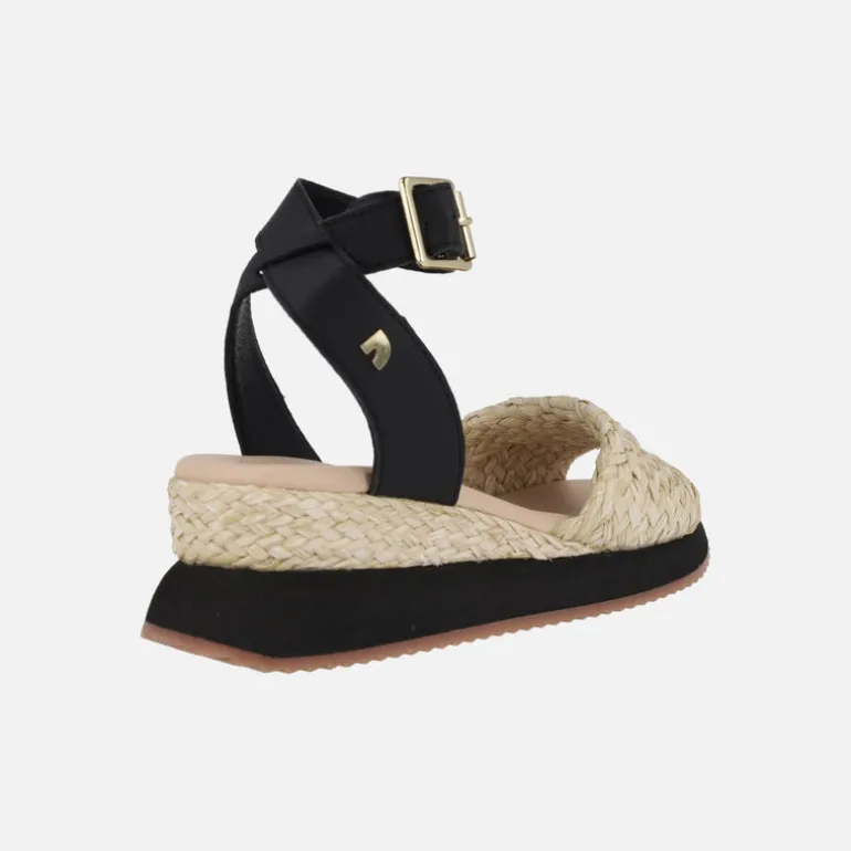 Sandalias de rafia en combinado beige y negro Mehama