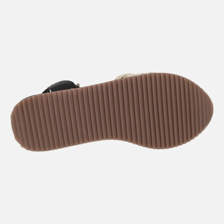 Sandalias de rafia en combinado beige y negro Mehama