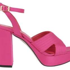 Sandalias de raso con pulsera al tobillo tacón alto y plataforma