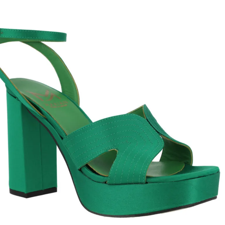 Sandalias de raso con pulsera al tobillo tacón alto y plataforma