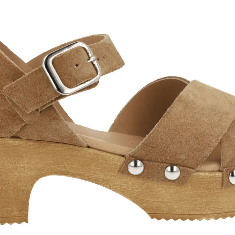 Sandalias de serraje para mujer con tachas metálicas Help the trees