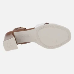 Sandalias de tacón alto en combinado blanco y cuero