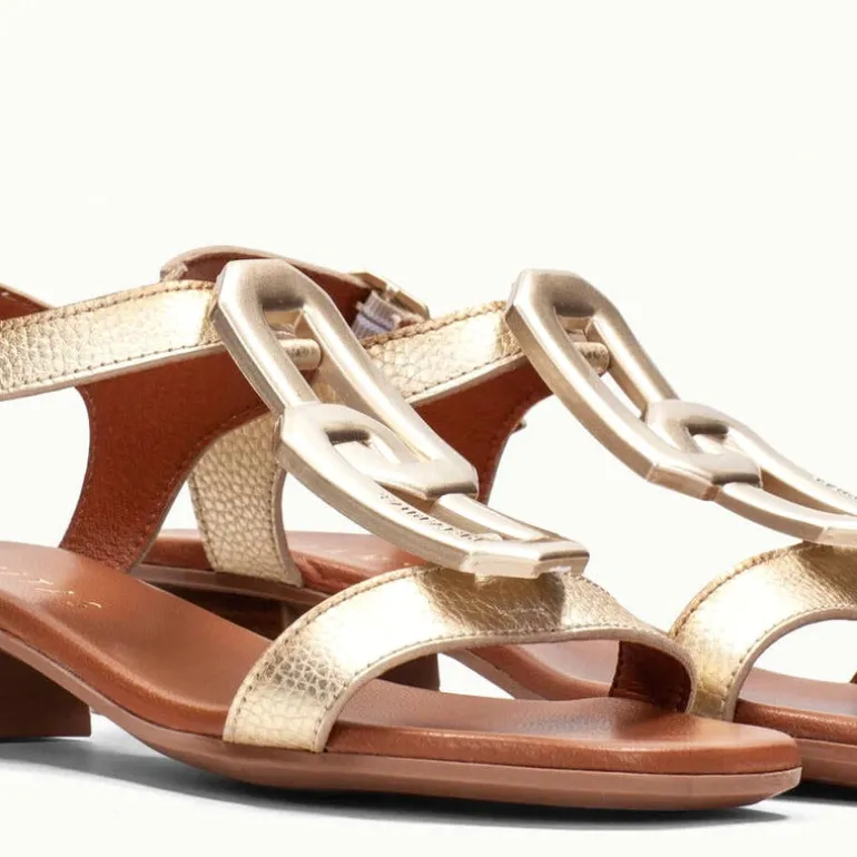 Sandalias de tacón bajo con adorno en la pala