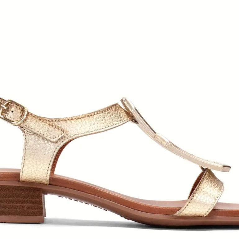 Sandalias de tacón bajo con adorno en la pala