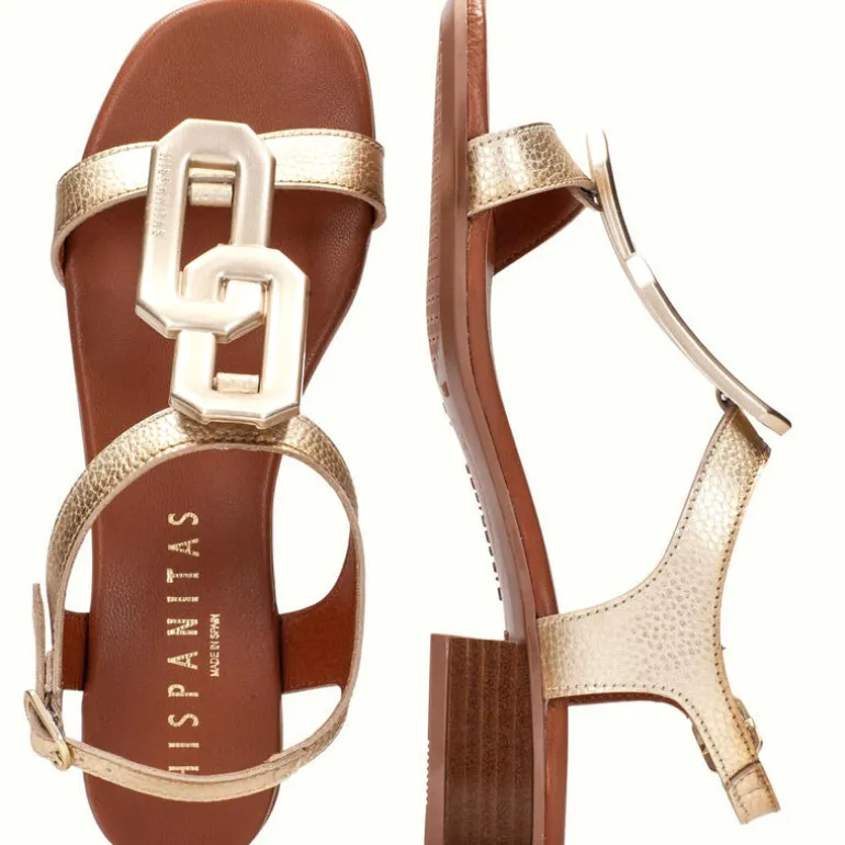 Sandalias de tacón bajo con adorno en la pala