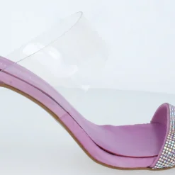 Sandalias de tacón Bet con tira de strass y banda de vinilo