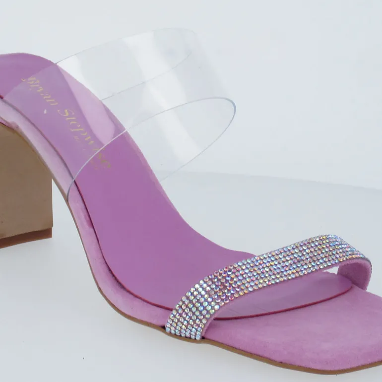 Sandalias de tacón Bet con tira de strass y banda de vinilo