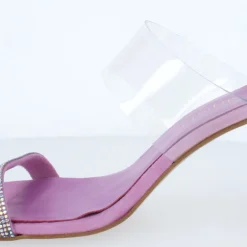 Sandalias de tacón Bet con tira de strass y banda de vinilo