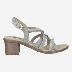 Sandalias de tacón con tiras multi material