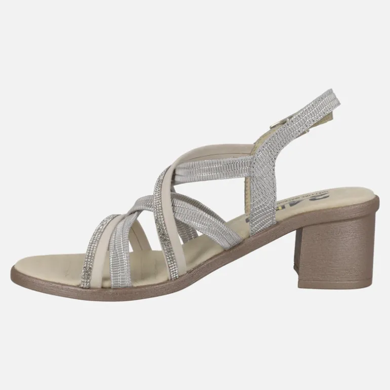 Sandalias de tacón con tiras multi material