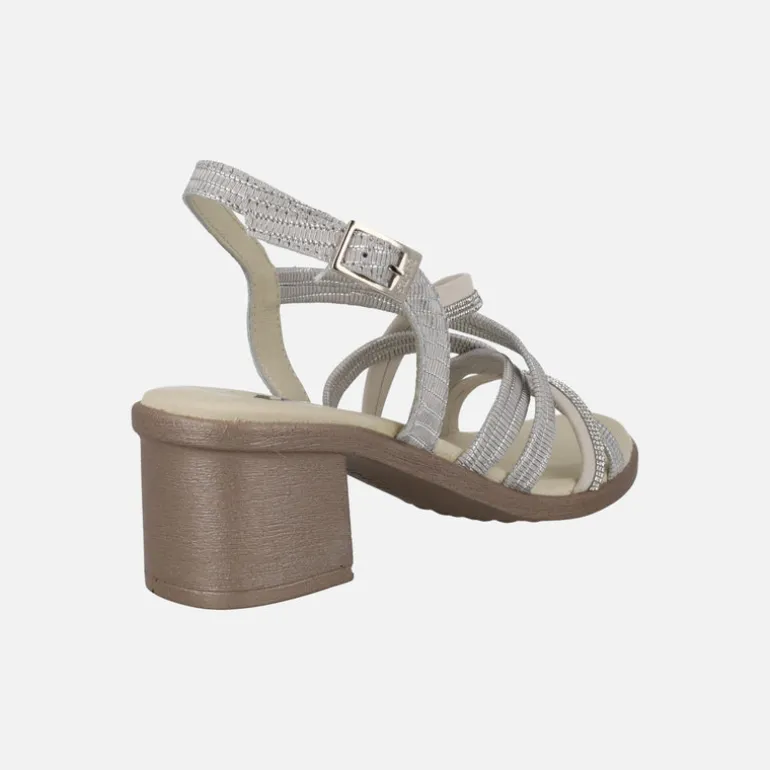 Sandalias de tacón con tiras multi material