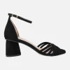 SANDALIAS DE TACÓN en ante negro PADMA CON PULSERA AL TOBILLO