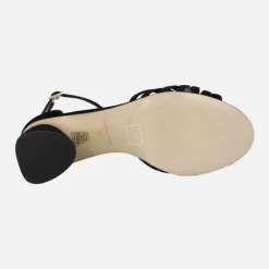 SANDALIAS DE TACÓN en ante negro PADMA CON PULSERA AL TOBILLO