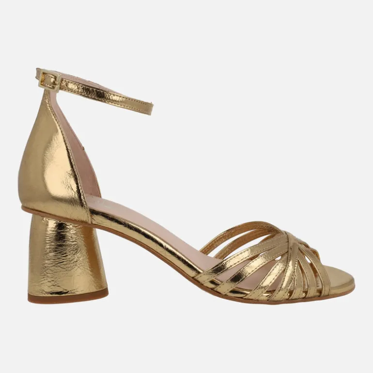 Sandalias de tacón metalizadas Padma con pulsera al tobillo