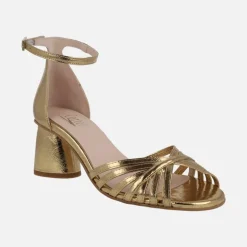 Sandalias de tacón metalizadas Padma con pulsera al tobillo