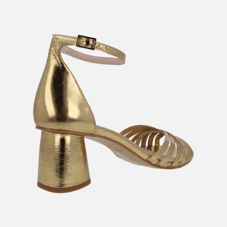 Sandalias de tacón metalizadas Padma con pulsera al tobillo