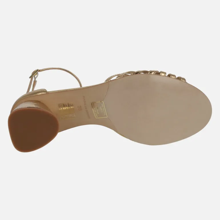 Sandalias de tacón metalizadas Padma con pulsera al tobillo