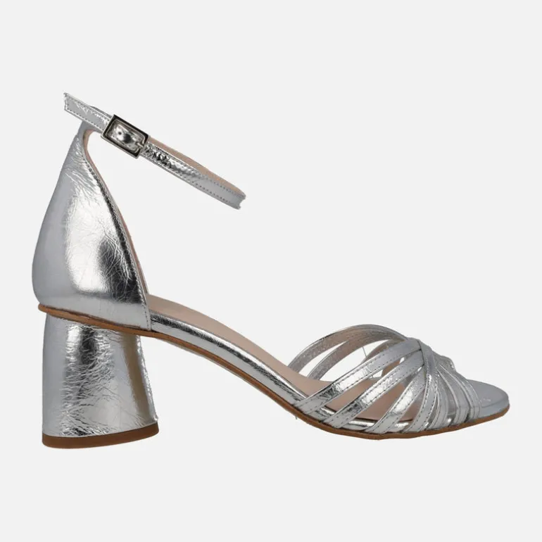 Sandalias de tacón metalizadas Padma con pulsera al tobillo