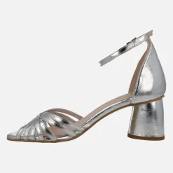 Sandalias de tacón metalizadas Padma con pulsera al tobillo