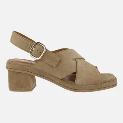 Sandalias de tacón Sena con tiras cruzadas en serraje marrón