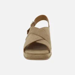 Sandalias de tacón Sena con tiras cruzadas en serraje marrón