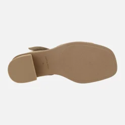 Sandalias de tacón Sena en serraje camel con cierre de velcro