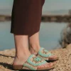 Sandalias de tejido crochet en combinado aqua