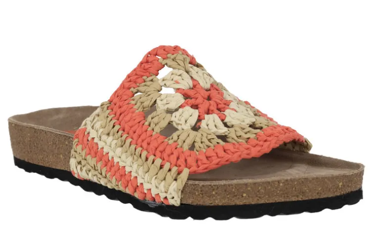 Sandalias de tejido crochet en combinado naranja