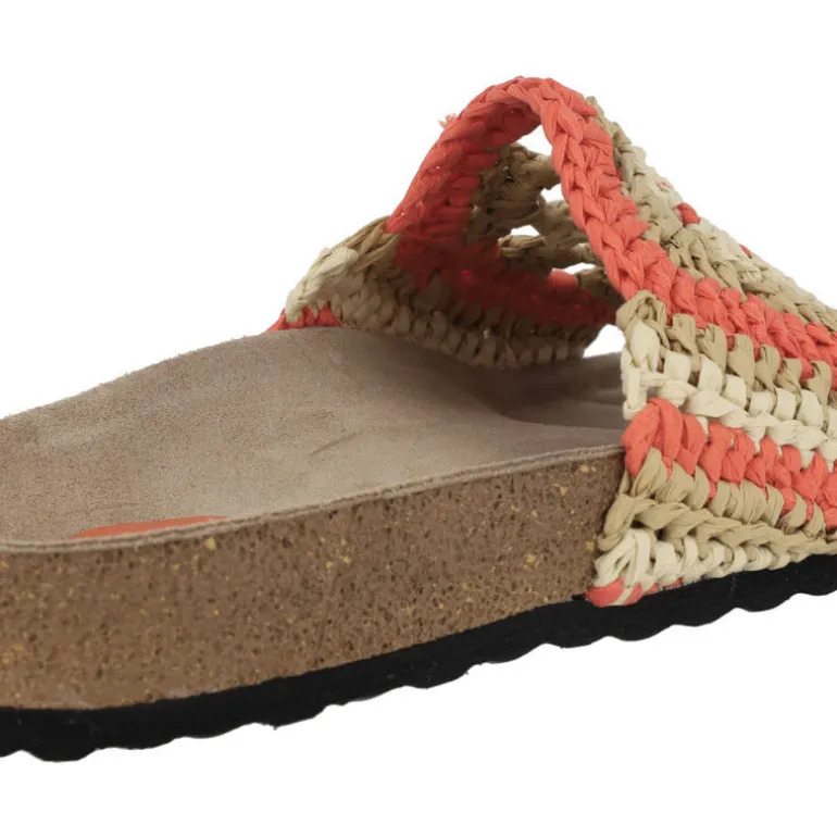 Sandalias de tejido crochet en combinado naranja