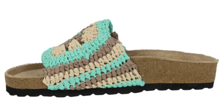 Sandalias de tejido crochet en combinado aqua