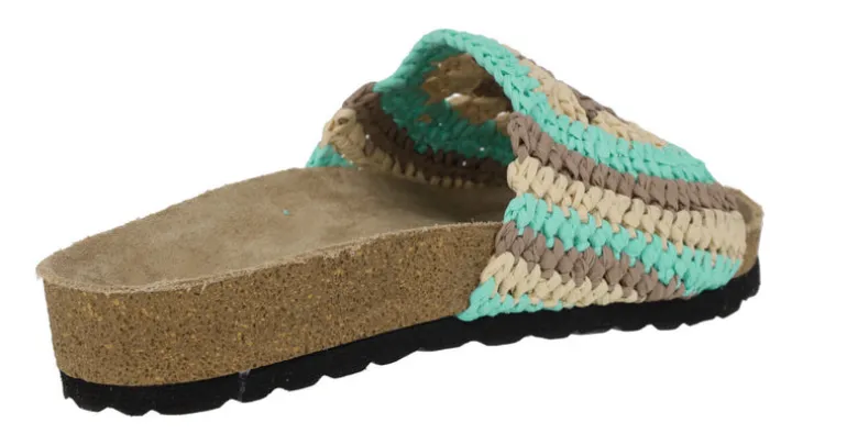 Sandalias de tejido crochet en combinado aqua