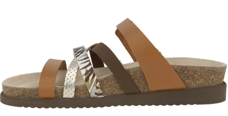 Sandalias de tiras combinadas en tonos tierra Huleda