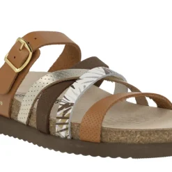 Sandalias de tiras combinadas en tonos tierra Huleda