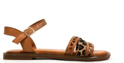 Sandalias de tiras con animal print para mujer