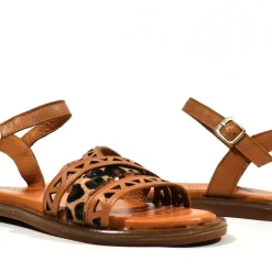 Sandalias de tiras con animal print para mujer