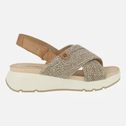 Sandalias de tiras cruzadas efecto rafia con cierre de velcro