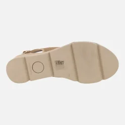 Sandalias de tiras cruzadas en piel y tejido rejilla