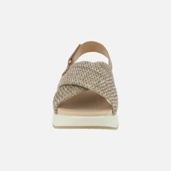 Sandalias de tiras cruzadas efecto rafia con cierre de velcro