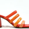 Sandalias de tiras en combinado naranja para mujer