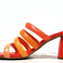 Sandalias de tiras en combinado naranja para mujer