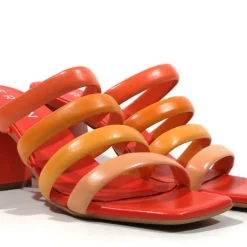 Sandalias de tiras en combinado naranja para mujer