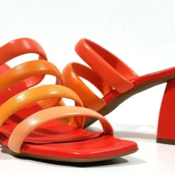 Sandalias de tiras en combinado naranja para mujer