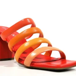 Sandalias de tiras en combinado naranja para mujer