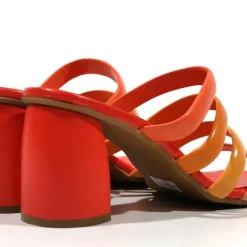 Sandalias de tiras en combinado naranja para mujer